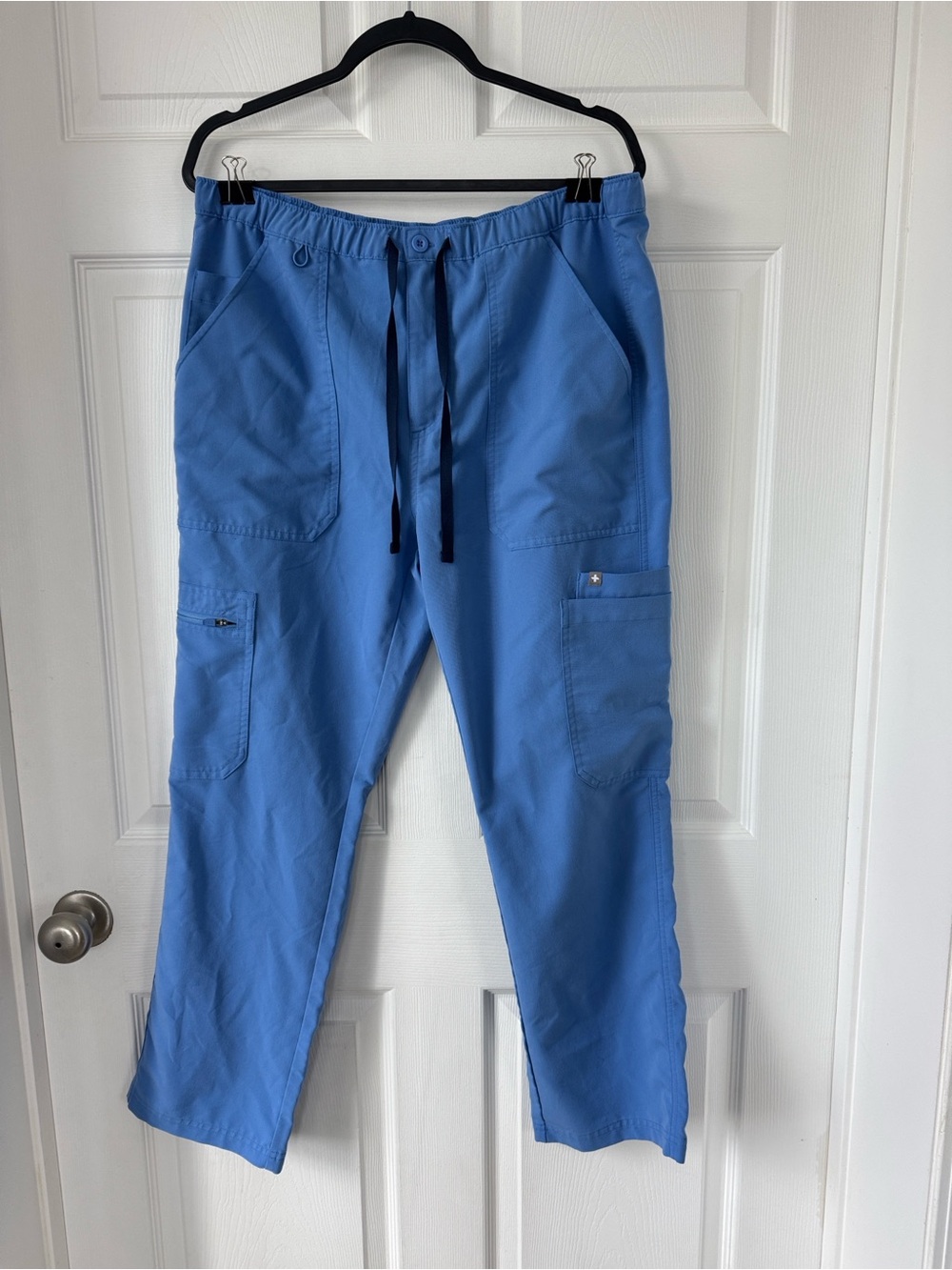 Figs Men’s Scrub Cargo Pants in Sky Blue with Drawstring